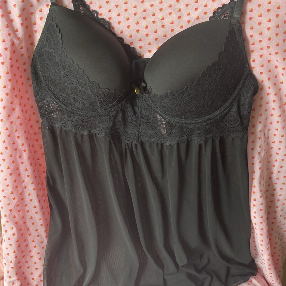 Jessica Simpson bombshell extra padded push-up sexy black lingerie medium
